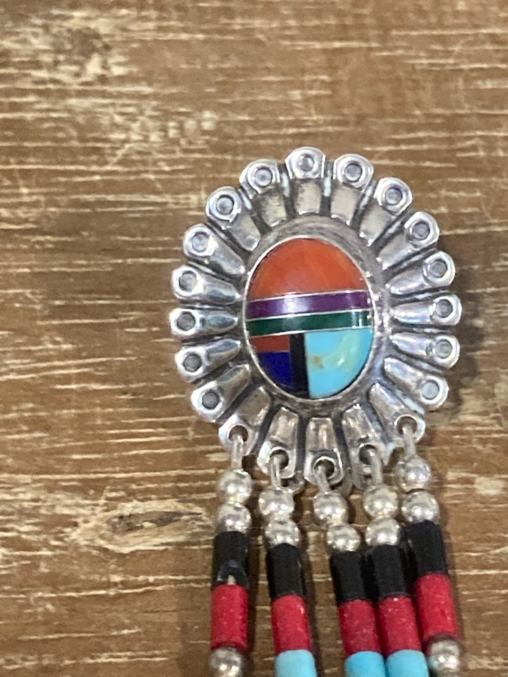 Southwestern Style Inlay Earrings QT Sterling Silver Quoc - Picture 7 of 12